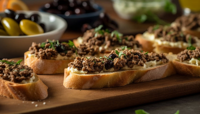 Country Olive & Cream Cheese Crostini